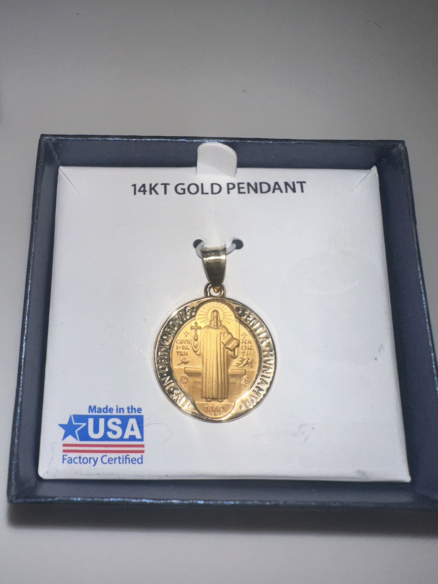 14k gold St Benedict charm pendant 
