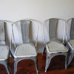 8 Rustic Farmhouse Metal Chairs 