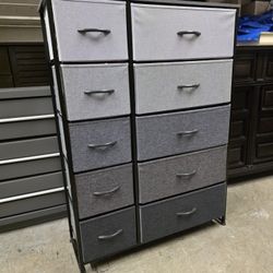 Gray Fabric 10 Drawer Dresser / Organizer
