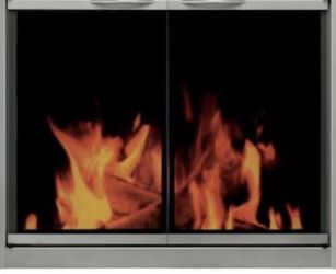 Fire fireplace door with smoke tempered glass.