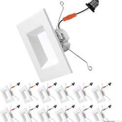 (New in Box) 
NUWATT 12 Pack, 5/6 Inch Retrofit LED Square Recessed Lighting, 5CCT 2700K/3000K/3500K/4000K/5000K Selectable, 1100 Lumen 14W, Dimmable 