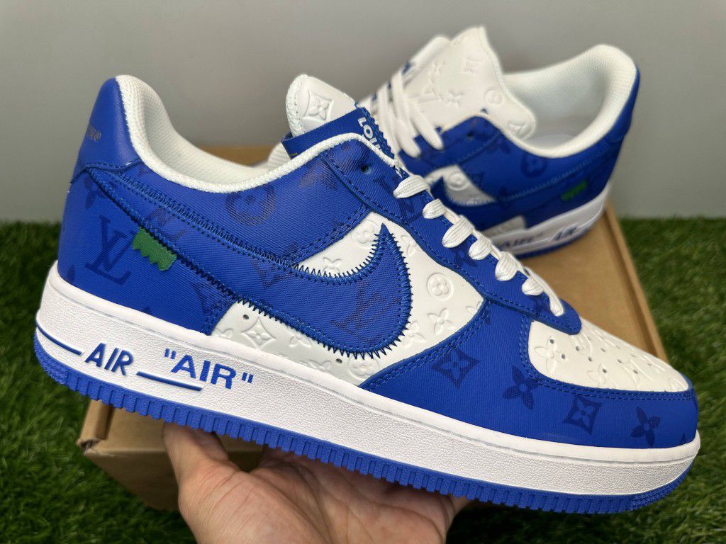 LOUIS VUITTON LV NIKE AIR FORCE 1 LOW AF1 VIRGIL ABLOH WHITE ROYAL BLUE NEW  SALE SNEAKERS SHOES BOX MEN SIZE 11 45 A10 for Sale in Miami, FL - OfferUp