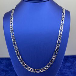 925 Sterling Silver 24” Figaro Necklace 24.60g 6.8mm 206164/25