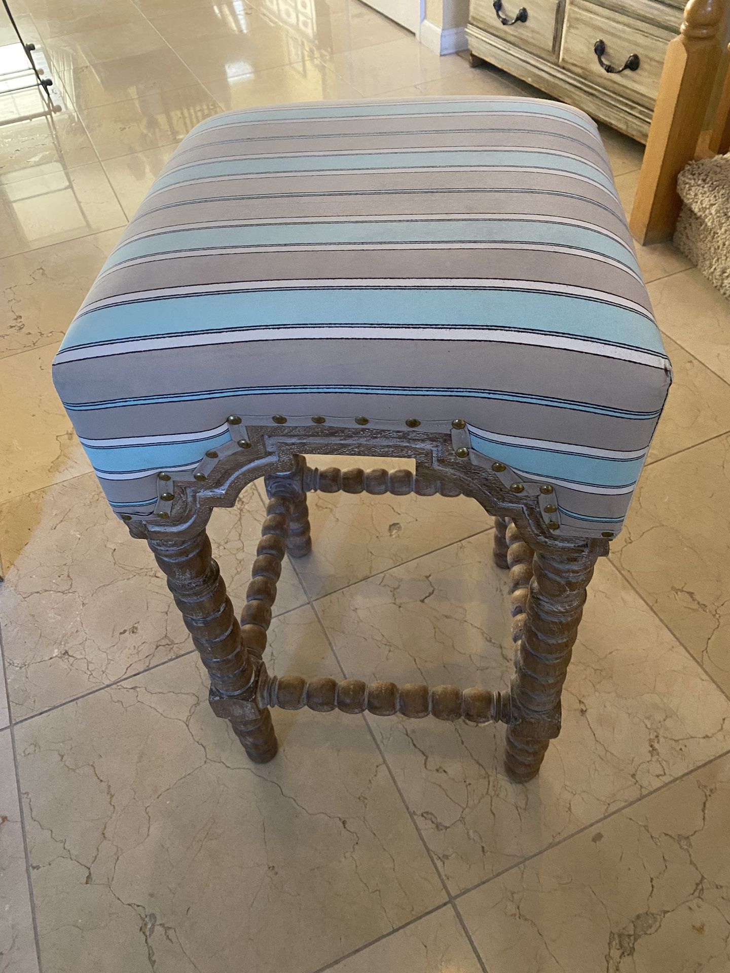 27” Counter Bar Stool Teal & Taupe