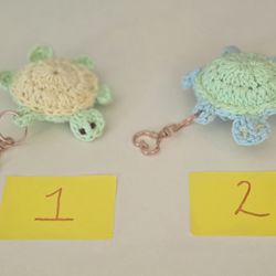 New Handmade Crochet Glow In The Dark Turtle Keychain