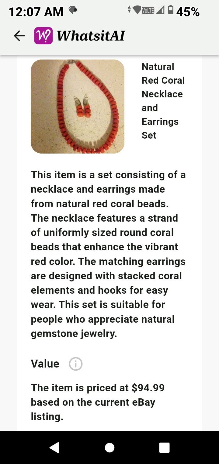 Red Coral Necklace/Earring Set Necklaces