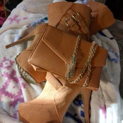 Brown Suede High heel Shoes