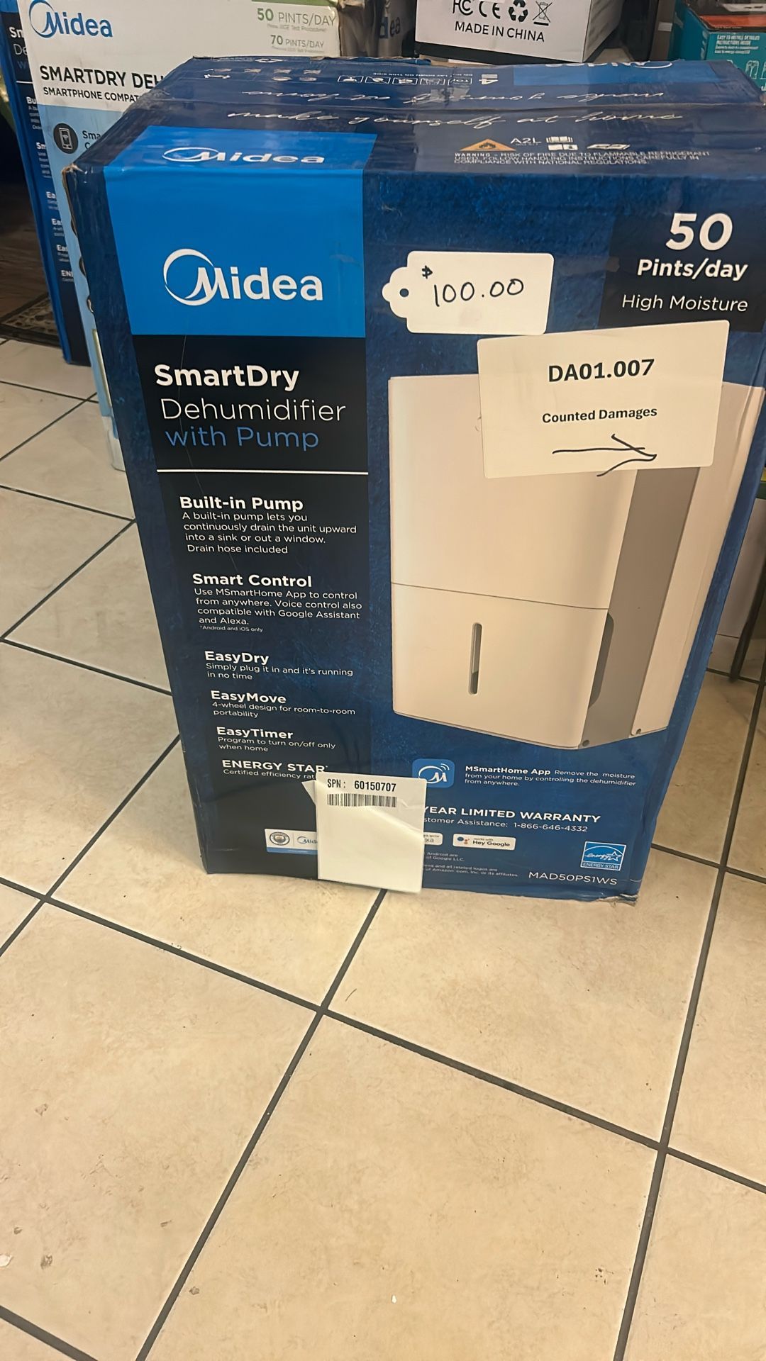 Midea SmartDry Dehumidifier With Pump