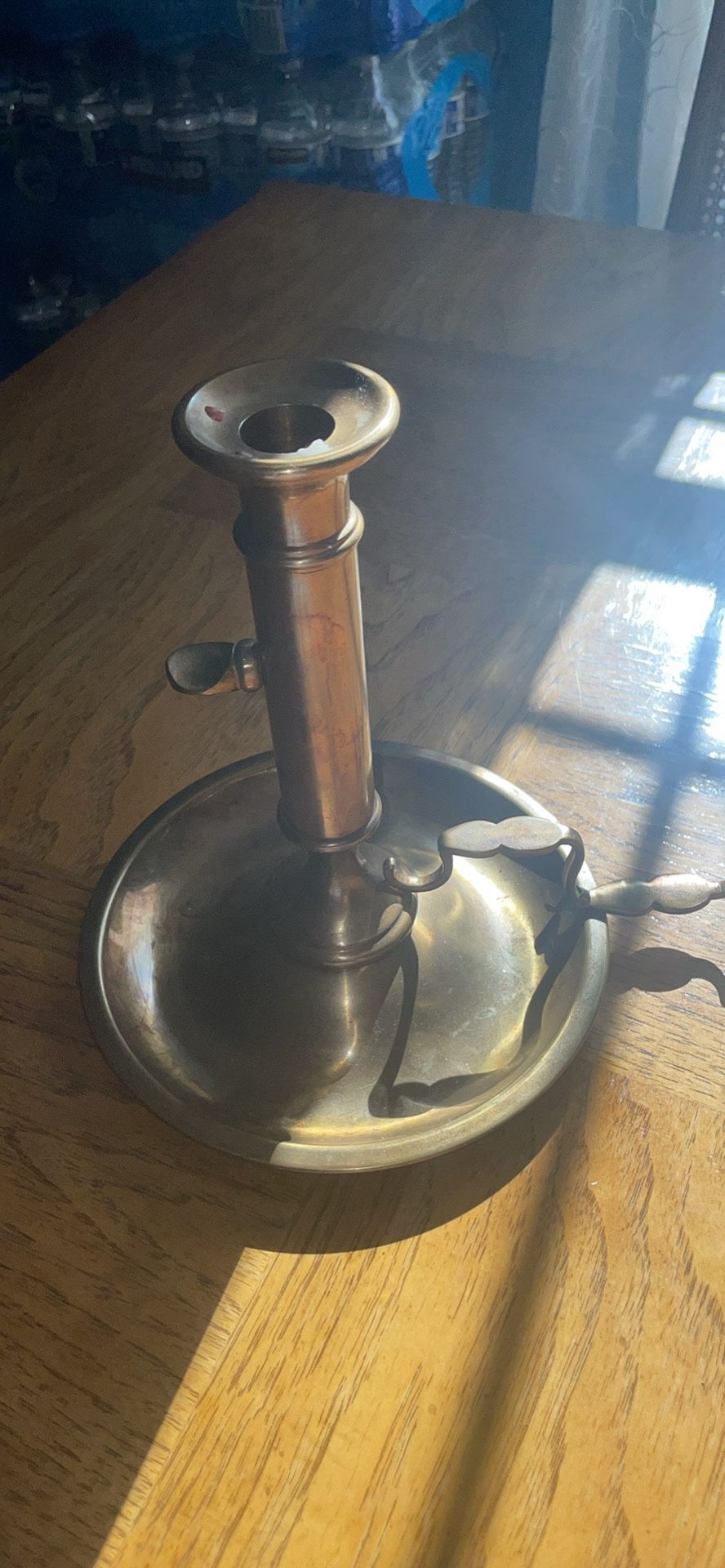 Georgian brass candlestick with slide ejector