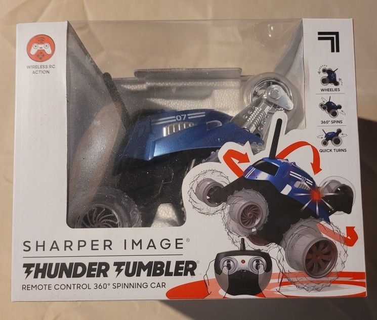 Sharper Image Thunder Tumbler Spinning Stunt Mini Truck RC Car with 5th Wheel,