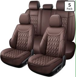 New Universal Car Seat Covers Full Set,Faux Leather Seat Covers for Cars, Car Seat Protector Waterproof, Non-Slip,Bright and Shiny seat Covers Make Yo