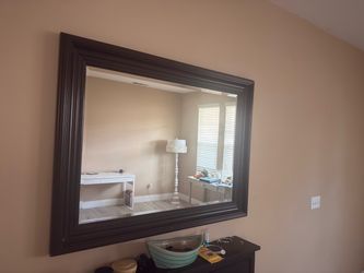 Large Dark Almond Wood Framed mirror Mirror