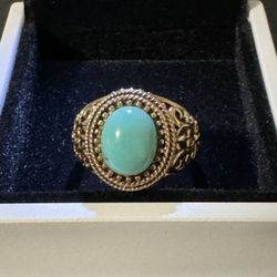 Vintage 925 sterling Silver Gold Turquoise Ring size 9.5 In great condition
