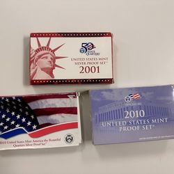 2001 , 2010 Silver Proof Sets & 2010 Proof Set