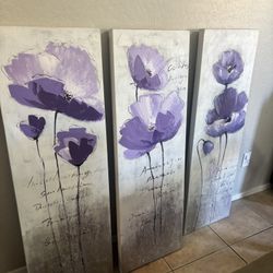 3 Piece Canvas Floral Wall Art 