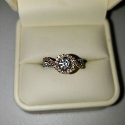 2 Tone, 14k Gold Diamond Engagement Ring