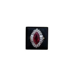 Size 8.5 Vintage 925 Gold Toned Red Spinal Marquis Cut CZ Cocktail Ring