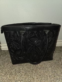 Large real leather tote handbag