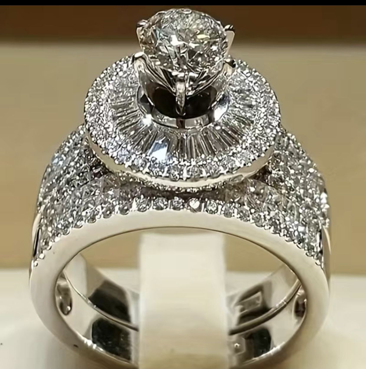 *SALE* 2 PC Created White Sapphire  Wedding Ring Set Sizes 5/6/7/8/9/10/11