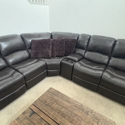 Leather  reclining couch 