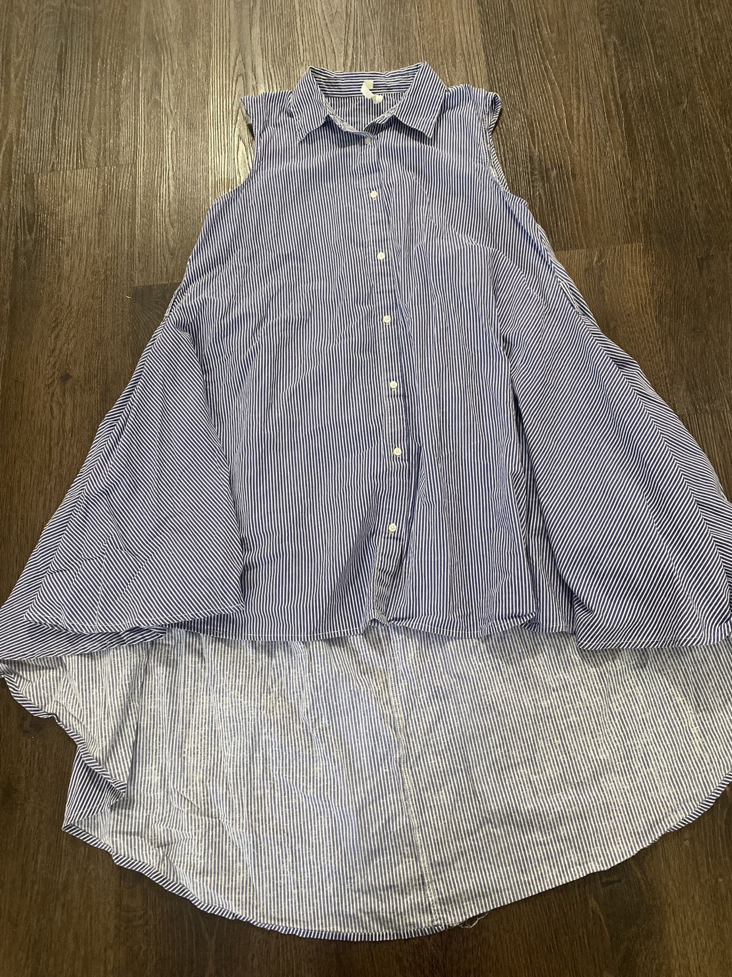Womans Blue Striped Tunic Shirt Size Large By Moon Orchid #17