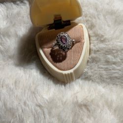 Antique 925 Sterling Silver Oval Amethyst Ring  With Marcasite…size 6