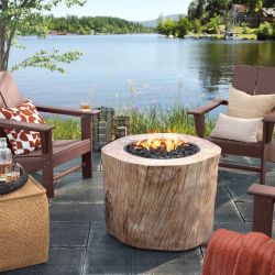 Weathered/Natural Finish Statement LP Round Outdoor Fire Table Natural - Threshold™️ ADO #:TGT-30011 Brand New – Box Not Perfect or No Box.Price is Fi
