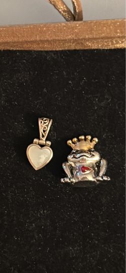Silver Heart Pendant and Frog Prince Charm Set