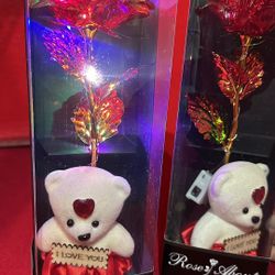 Light Up Rose With Teddy Bear 