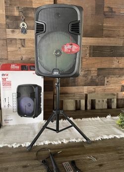 QFX 12” Bluetooth Portable Rechargeable Speaker With Microphone, Speaker Stand & LED Party Lights 🔊🎤🎶🎶🎶