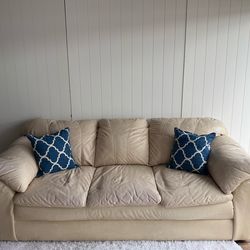 Cream Leather Couch FREE DELIVERY