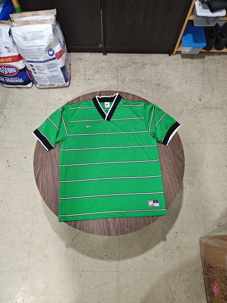 Vintage Nike Stripe Green Jersey Large Oversized 