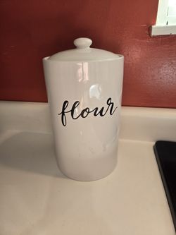 New Threshold White Ceramic Flour Canister