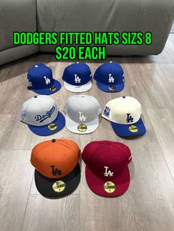 MLB new era Los Angeles dodgers blue, grey Burgandy 59fifty fitted hats size 8