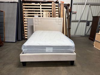Full Upholstered Bed Frame with Nailhead Headboard