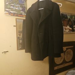 Mens Large Black Pea Coat