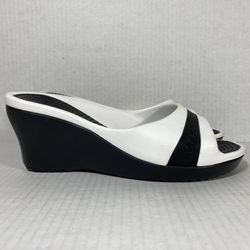 Crocs Sassari Black Casual Fashion Open Toe Platform Wedge Slides Sandals Wmns Sz 8