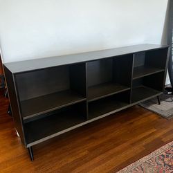 Modern Dark Wood Bookshelf / Console Table