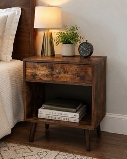 Wood Nightstand / Side Table – Mid Century Modern