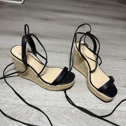 Lace Up Wedge High Heel