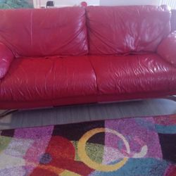 El Dorado Red Leather Couch Set