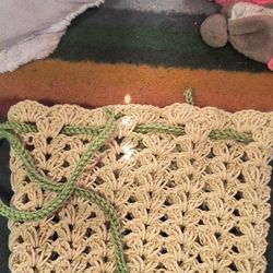 Handmade Crochet Drawstring Tote/Purse 