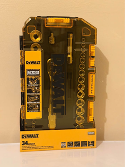 NEW DEWALT 34-Pc Socket Set 1/4" & 3/8" Drive SAE/Metric DWMT73804