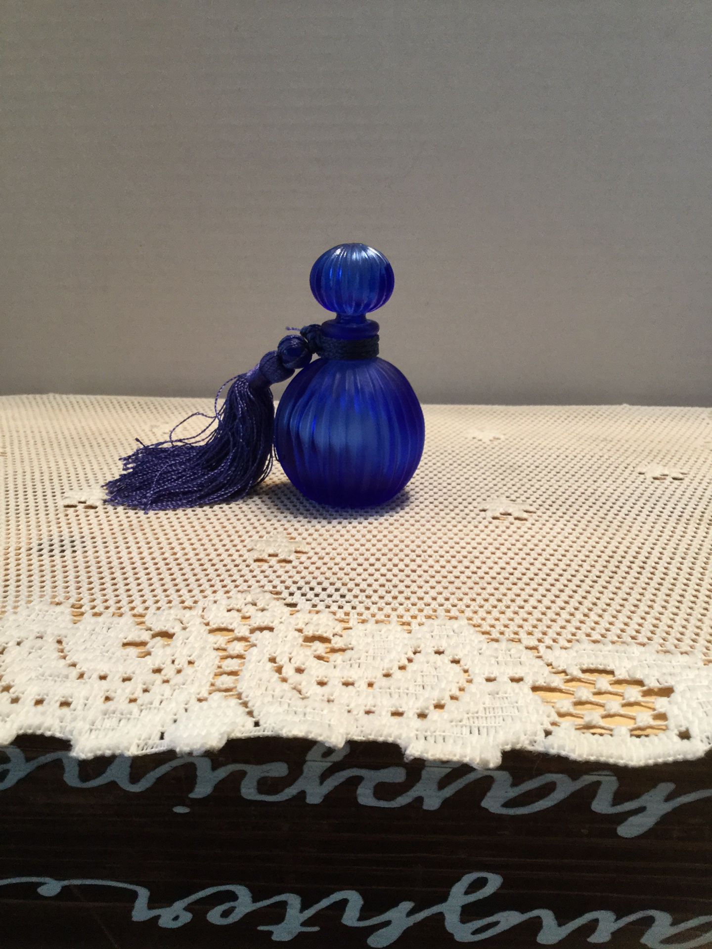 Cobalt blue perfume bottle