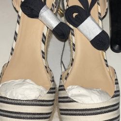 J-Crew size 8 Espadrille wedges (83mm) with ankle wrap in stripe".