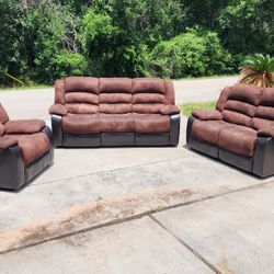 3 Pc Couch Recliner Set