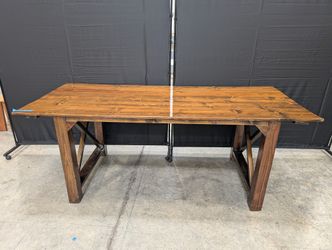 Rustic Plank Top Stained Wood Table
