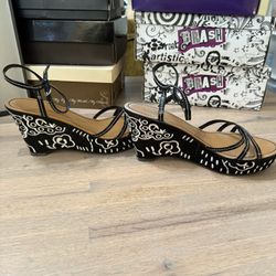 Black & White Wedge Heel Sandal