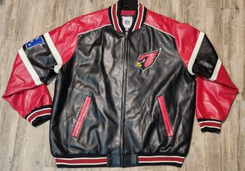 Arizona Cardinals NFL G-III Faux Leather Varsity Jacket Size 2XL full zip.