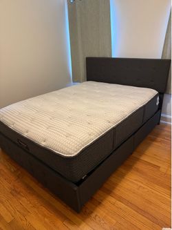 Queen size mattress with platform bed.